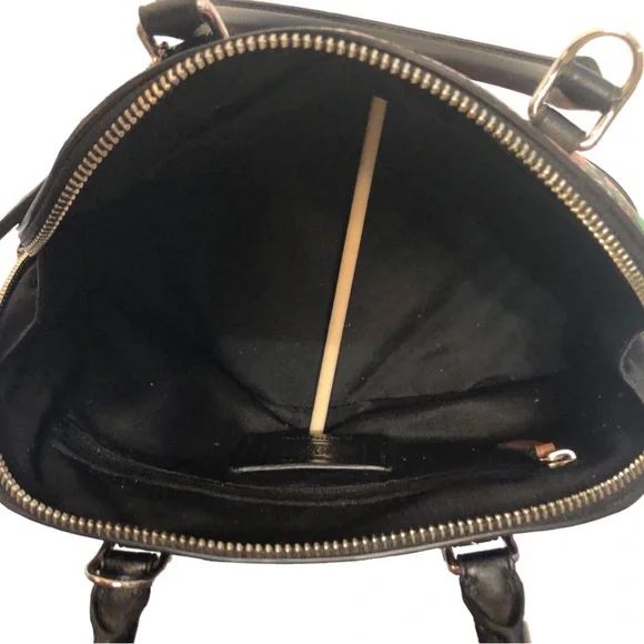 COACH Sierra Posey Cluster Floral Coated Canvas Satchel Bag Black/Pink Wallet - Picture 7 of 12